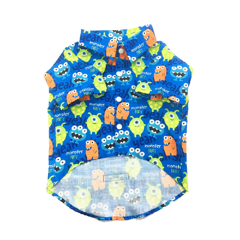 -Explosion-proof leash FOR LARGE dogsDogobow Monster Print Shirt for Dogs (Blue)