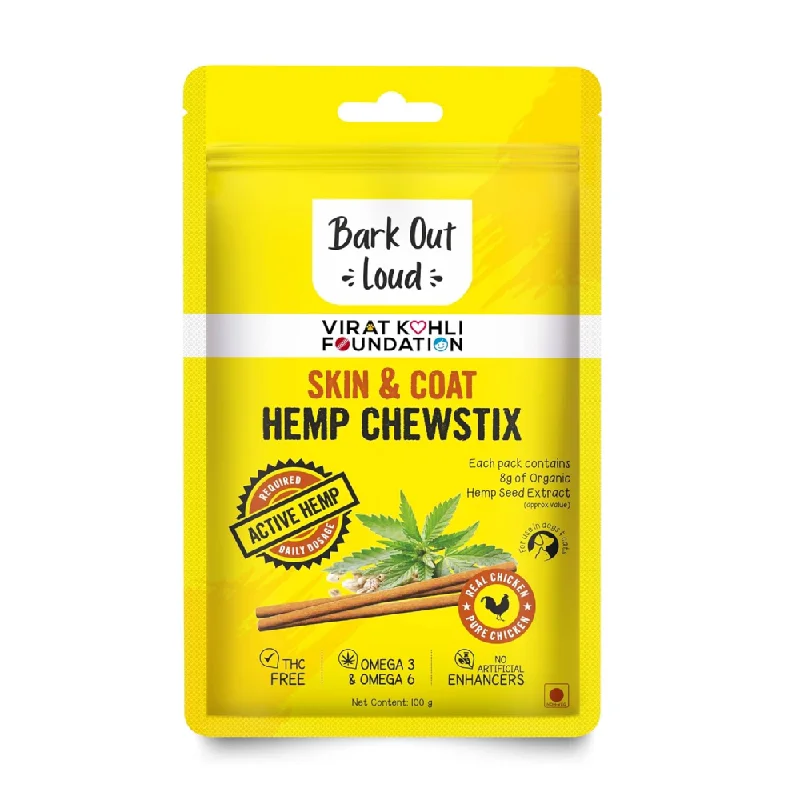 ---Bark Out Loud Skin & Coat Hemp Chew Stix for Dogs and Cats