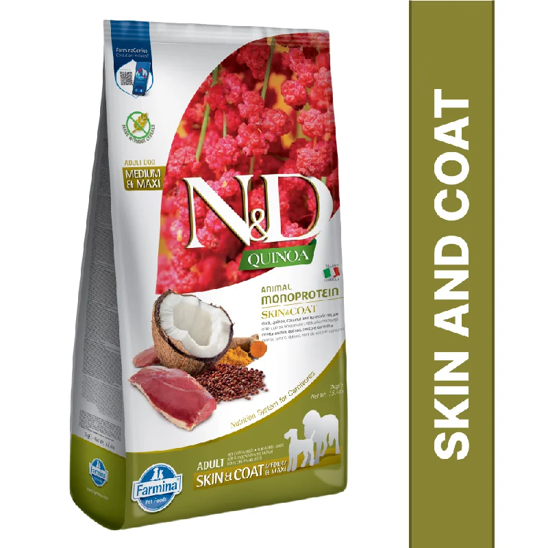 - Air box TSA certified check-inFarmina N&D Quinoa Duck Coconut & Turmeric Skin & Coat Grain Free Adult Medium & Maxi Dog Dry Food (Limited Shelf Life)