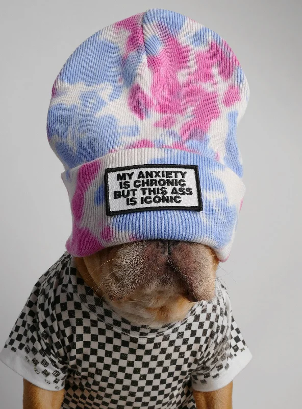 My Anxiety Is Chronic Tie Dye Beanie