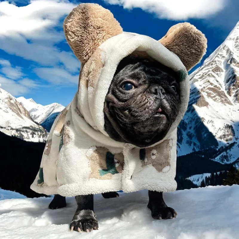 Cozy Large Bear Cape for Dogs - Warm Autumn & Winter Blanket Shawl for French Bulldogs Cozy Large Bear Cape for Dogs - Warm Autumn & Winter Blanket Shawl for French Bulldogs
