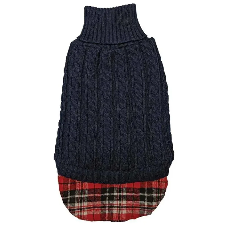 ---Fashion Pet Un-Tucked Cable Dog Sweater Navy