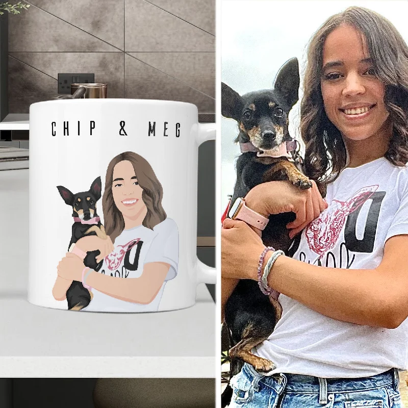 Personalized Dog and Owner Mug - Custom Artwork from Your Photo