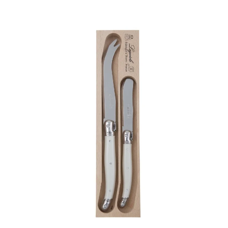 ---Laguiole Andre Verdier Cheese Set White 2 Pieces