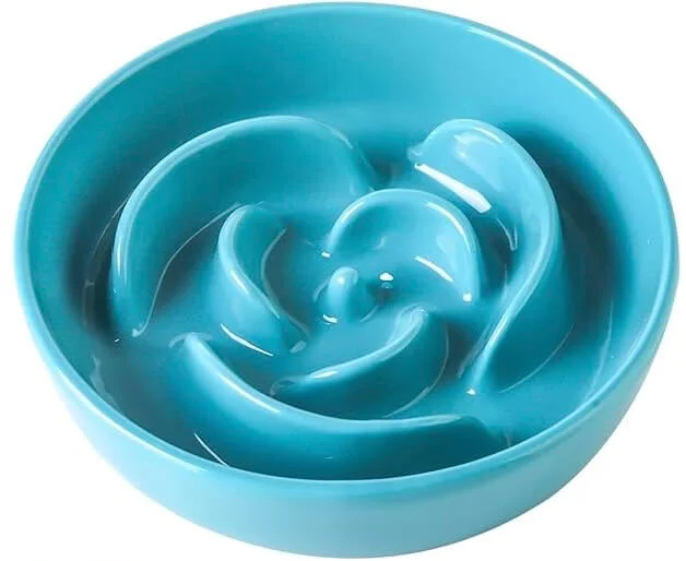 KUTKUT Slow Feeder Dog Bowl, Ceramic Puppy Slow Feeding Dish with Anti-Slip Base, Cat Slow Feeder Puzzle Eating Bowl Food Dish for Fast Eaters Medium Pets (Capacity 350gm, Light Blue Rose) KUTKUT Slow Feeder Dog Bowl, Ceramic Puppy Slow Feeding Dish with Anti-Slip Base, Cat Slow Feeder Puzzle Eating Bowl Food Dish for Fast Eaters Medium Pets (Capacity 350gm, Light Blue Rose)
