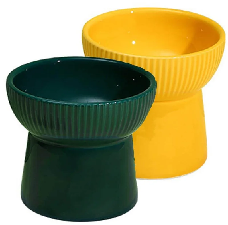 KUTKUT Ceramic Cat Food Or Water Bowl, 2 Pcs Raised Cat Feeder Dishes with Stand, Elevated Pet Food Bowl for Cats and Small Dogs, Stress Free Backflow Prevention & Reduce Neck Burden KUTKUT Ceramic Cat Food Or Water Bowl, 2 Pcs Raised Cat Feeder Dishes with Stand, Elevated Pet Food Bowl for Cats and Small Dogs, Stress Free Backflow Prevention & Reduce Neck Burden