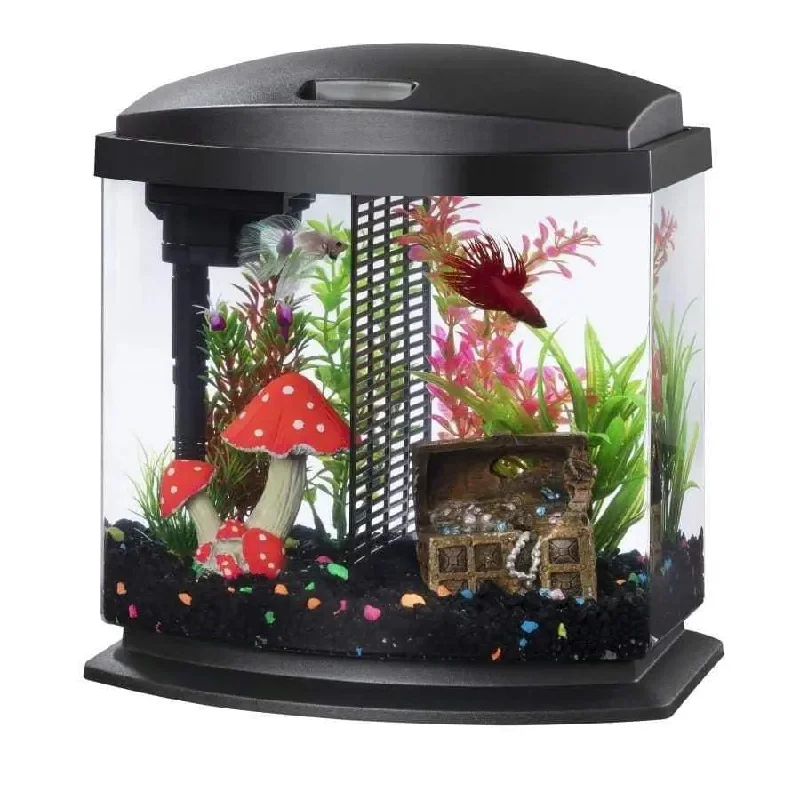 -Splash-proof food bowl AND Anti-choking slow food bowlAqueon LED BettaBow Kit SmartClean Black 2.5 gal -Splash-proof food bowl AND Anti-choking slow food bowlAqueon LED BettaBow Kit SmartClean Black 2.5 gal