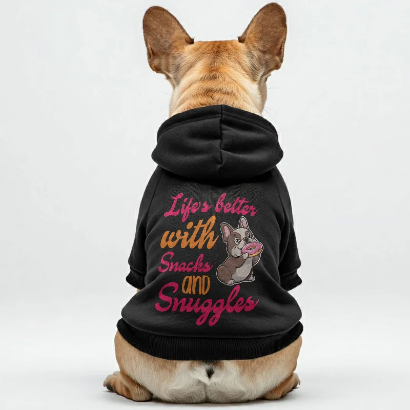 Life’s better with snacks and snuggles - Personalized French Bulldog Hoodies with Funny Quotes – Stylish, Cozy, and Premium 100% Cotton Life’s better with snacks and snuggles - Personalized French Bulldog Hoodies with Funny Quotes – Stylish, Cozy, and Premium 100% Cotton