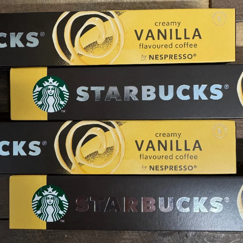 - Pet stroller can be taken on the plane40x Starbucks Vanilla Flavoured Nespresso Coffee Pods (4 Boxes of 10) - Pet stroller can be taken on the plane40x Starbucks Vanilla Flavoured Nespresso Coffee Pods (4 Boxes of 10)