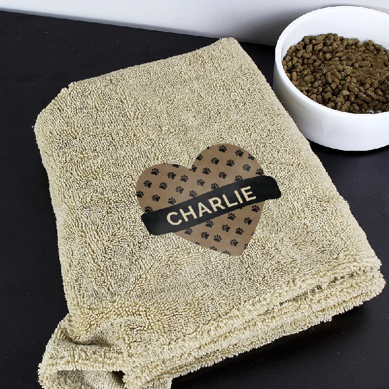 - Car dog seat beltPersonalised Heart Brown Microfiber Pet Towel