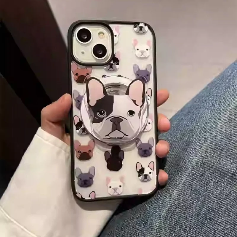 Charming French Bulldog iPhone Case - Multi-Color Puppies Design
