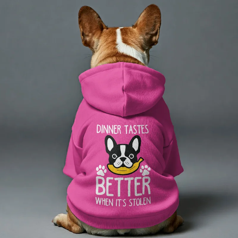 Dinner tastes better when it’s stolen - Personalized French Bulldog Hoodies with Funny Quotes – Stylish, Cozy, and Premium 100% Cotton Dinner tastes better when it’s stolen - Personalized French Bulldog Hoodies with Funny Quotes – Stylish, Cozy, and Premium 100% Cotton