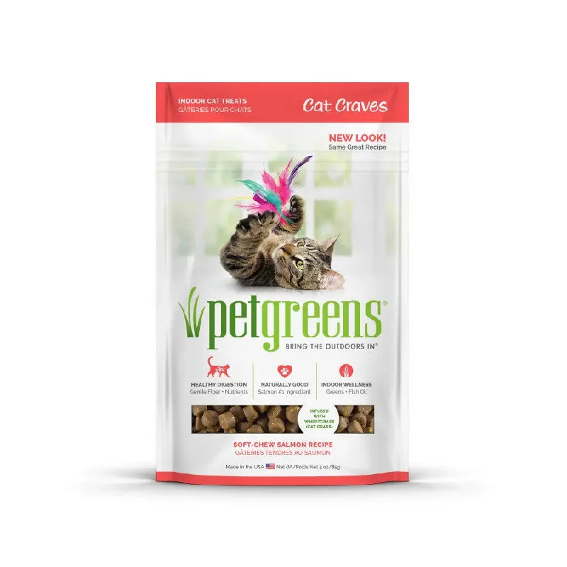 ---Pet Greens Cat Craves Semi-Moist Cat Soft Treat Salmon 3 oz