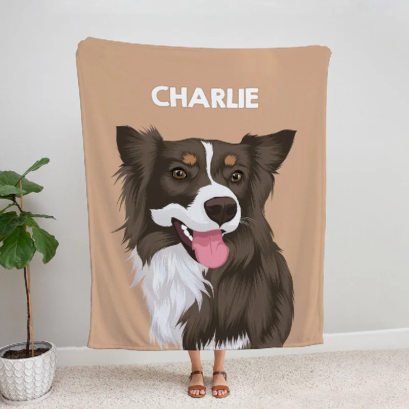 Custom Dog Portrait Blanket - Send a Photo and our Artist will create it for you.