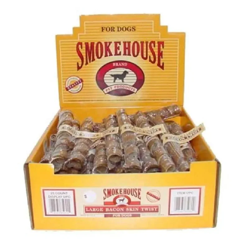 - Organic cotton dog bibsSmokehouse USA Made Bacon Skin Twists Dog Chew Shelf Display Box 25ea/Large, 25 ct - Organic cotton dog bibsSmokehouse USA Made Bacon Skin Twists Dog Chew Shelf Display Box 25ea/Large, 25 ct