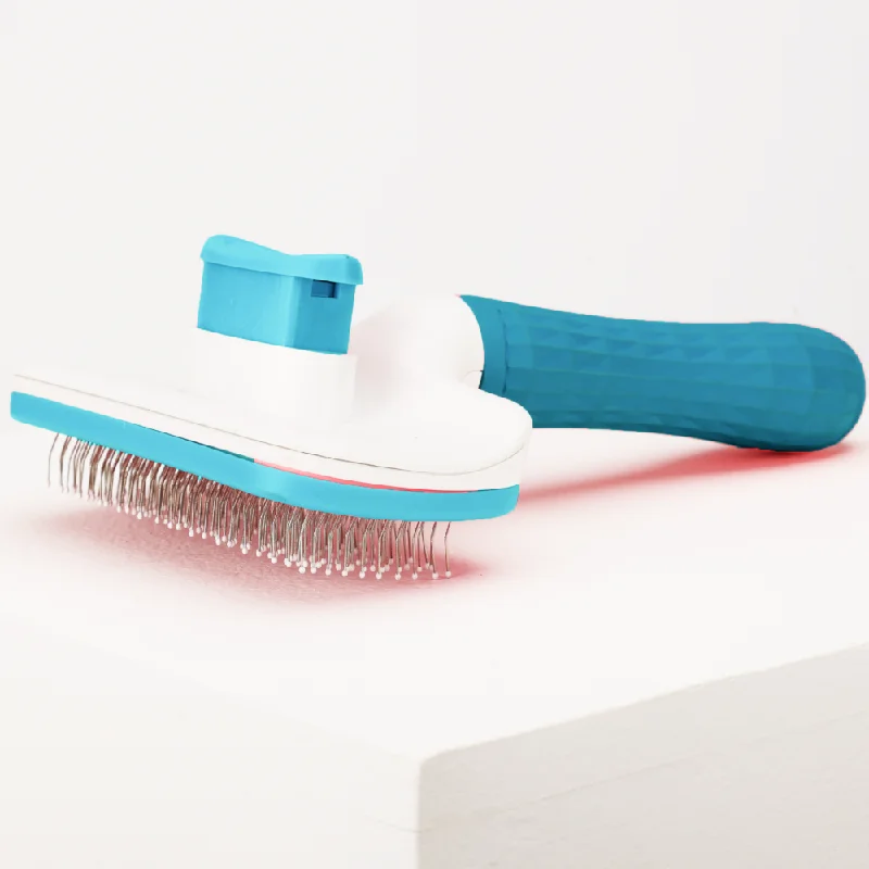 - Summer pet ice matSkatrs Self Clean Slicker Brush with Metal Bristles for Dogs and Cats (Blue)