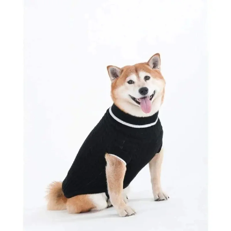  -Anti-scratch sofa protective coverFashion Pet Classic Cable Dog Sweater Black