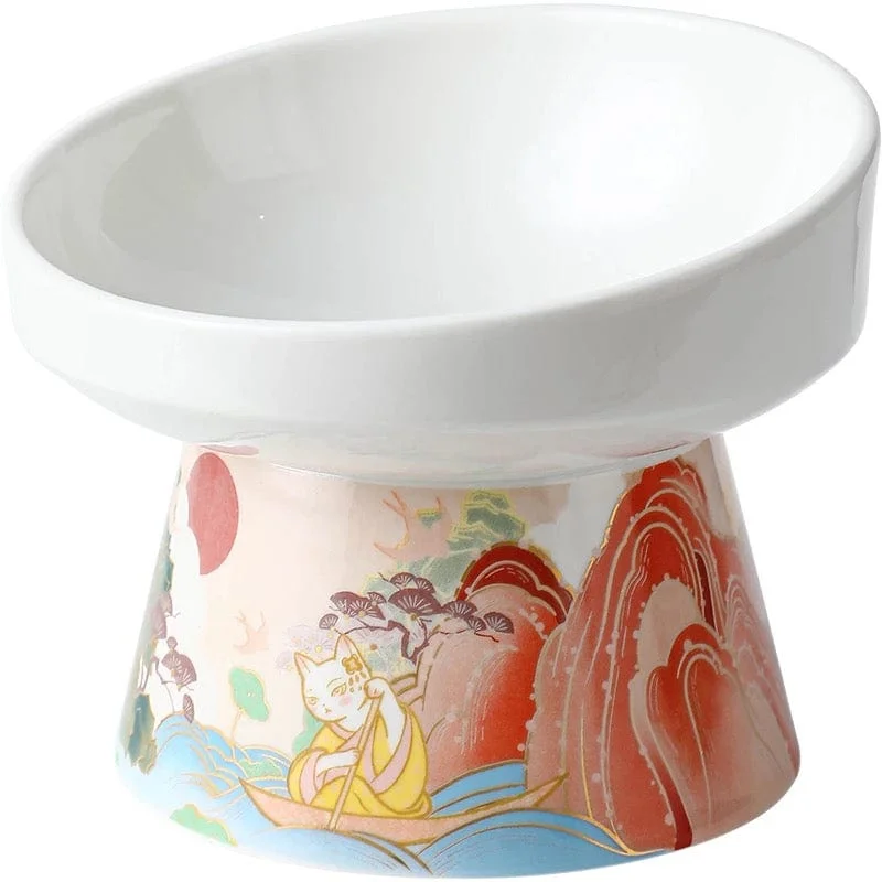 KUTKUT Ceramic Cat Food Bowl Elevated Bowl Protect Pets' spines and Neck | Anti Vomiting Porcelain Stress Free Tilted Bowl for Cats and Small Dogs, Dishwasher and Microwave Safe ( Wide*Height: 13.5*10.6 cm , Red ) KUTKUT Ceramic Cat Food Bowl Elevated Bowl Protect Pets' spines and Neck | Anti Vomiting Porcelain Stress Free Tilted Bowl for Cats and Small Dogs, Dishwasher and Microwave Safe ( Wide*Height: 13.5*10.6 cm , Red )