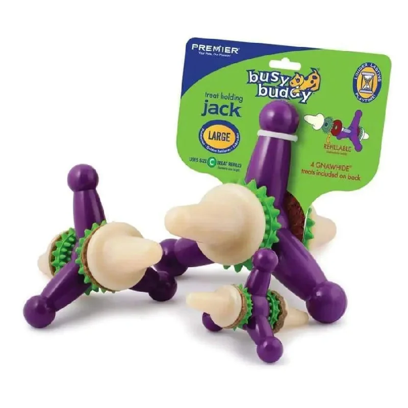 - Teething and chewing toys for puppiesBusy Buddy Jack Dog Toy Purple, White