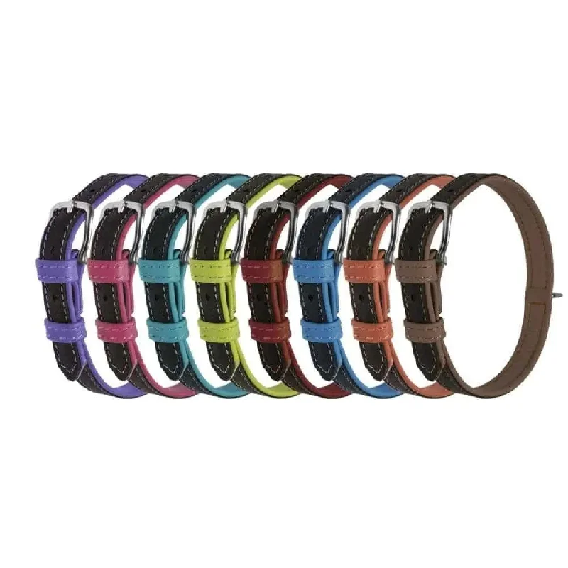 - Pet fence foldable indoorDogline Soft Leather Dual-Color Flat Collar