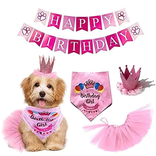 KUTKUT Dog Girl Birthday Bandana Hat Banner Set Cute Bow Tie Scarf Birthday Party Supplies Decorations. KUTKUT Dog Girl Birthday Bandana Hat Banner Set Cute Bow Tie Scarf Birthday Party Supplies Decorations.