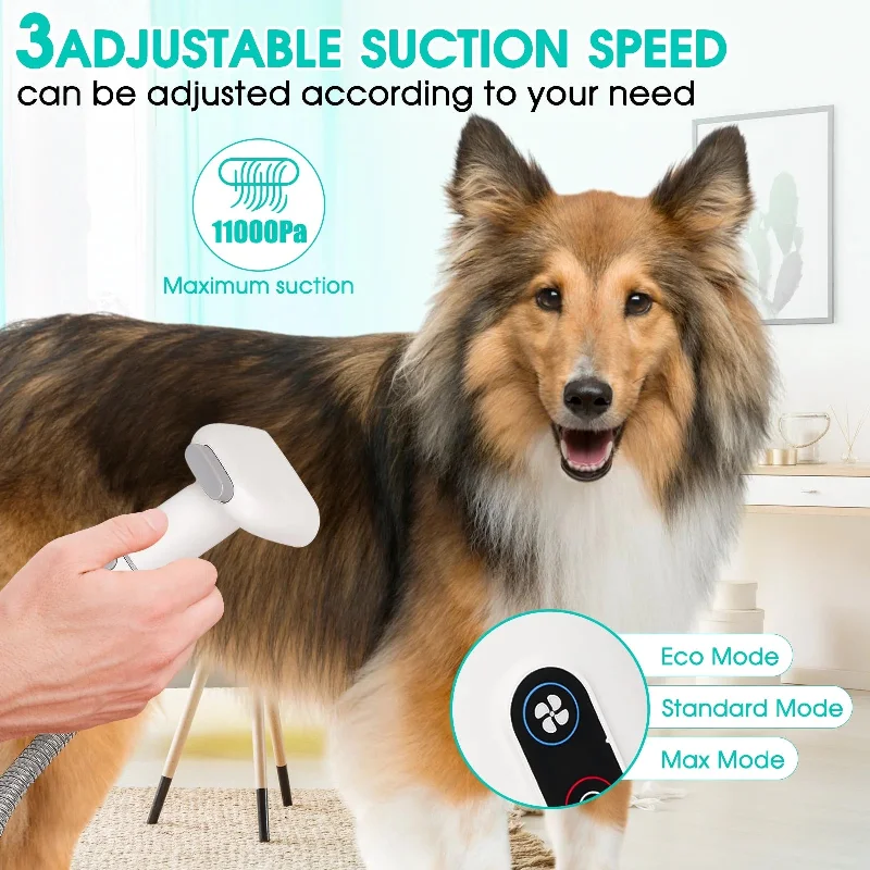 Pet Grooming Kit & Vacuum, 11Kpa Low Noise Pet Groomer Vacuum Suction with 3 Suction Mode, 5 in 1 Dog Vacuum, 2.5L Dustbin for Dogs, Cats and Other Animals Pet Grooming Kit & Vacuum, 11Kpa Low Noise Pet Groomer Vacuum Suction with 3 Suction Mode, 5 in 1 Dog Vacuum, 2.5L Dustbin for Dogs, Cats and Other Animals