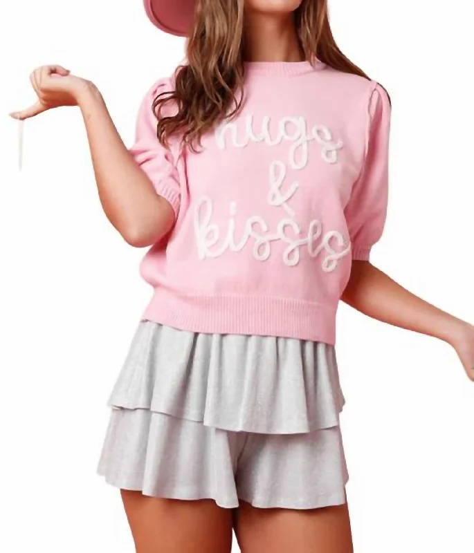 Hugs & Kisses Sweater In Pink