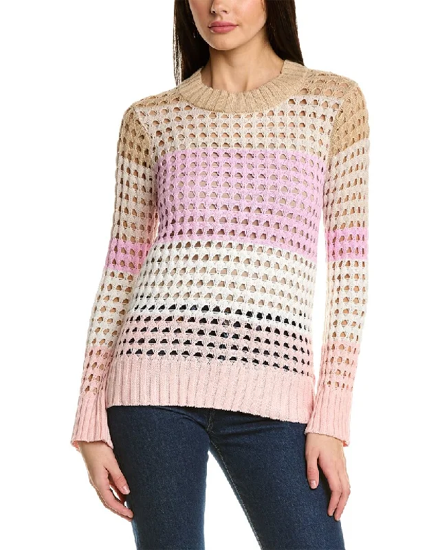 WISPR Pointelle Stripe Silk-Blend Sweater