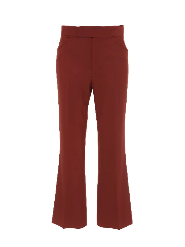 Wide Cropped Flare Trouser (Russet)